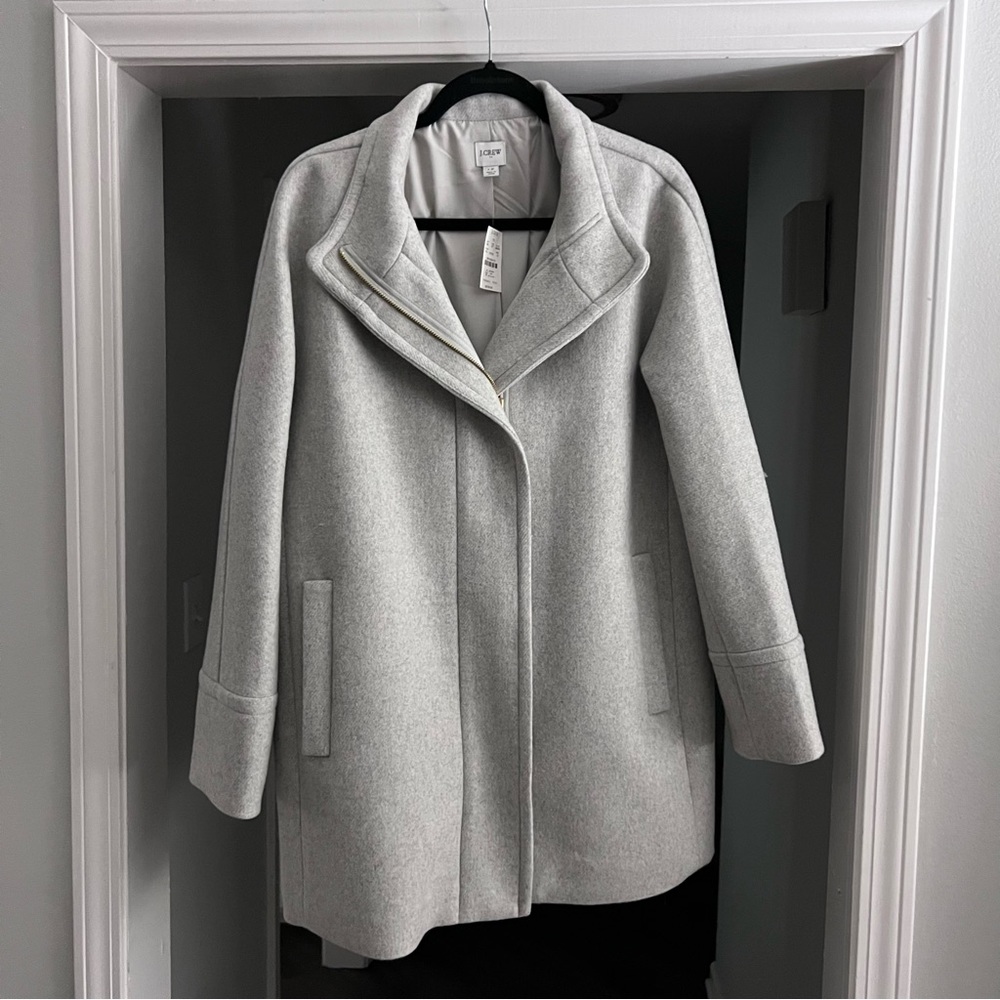🖤NWT🖤 J. Crew Factory Button Neck City Coat - Grey 12